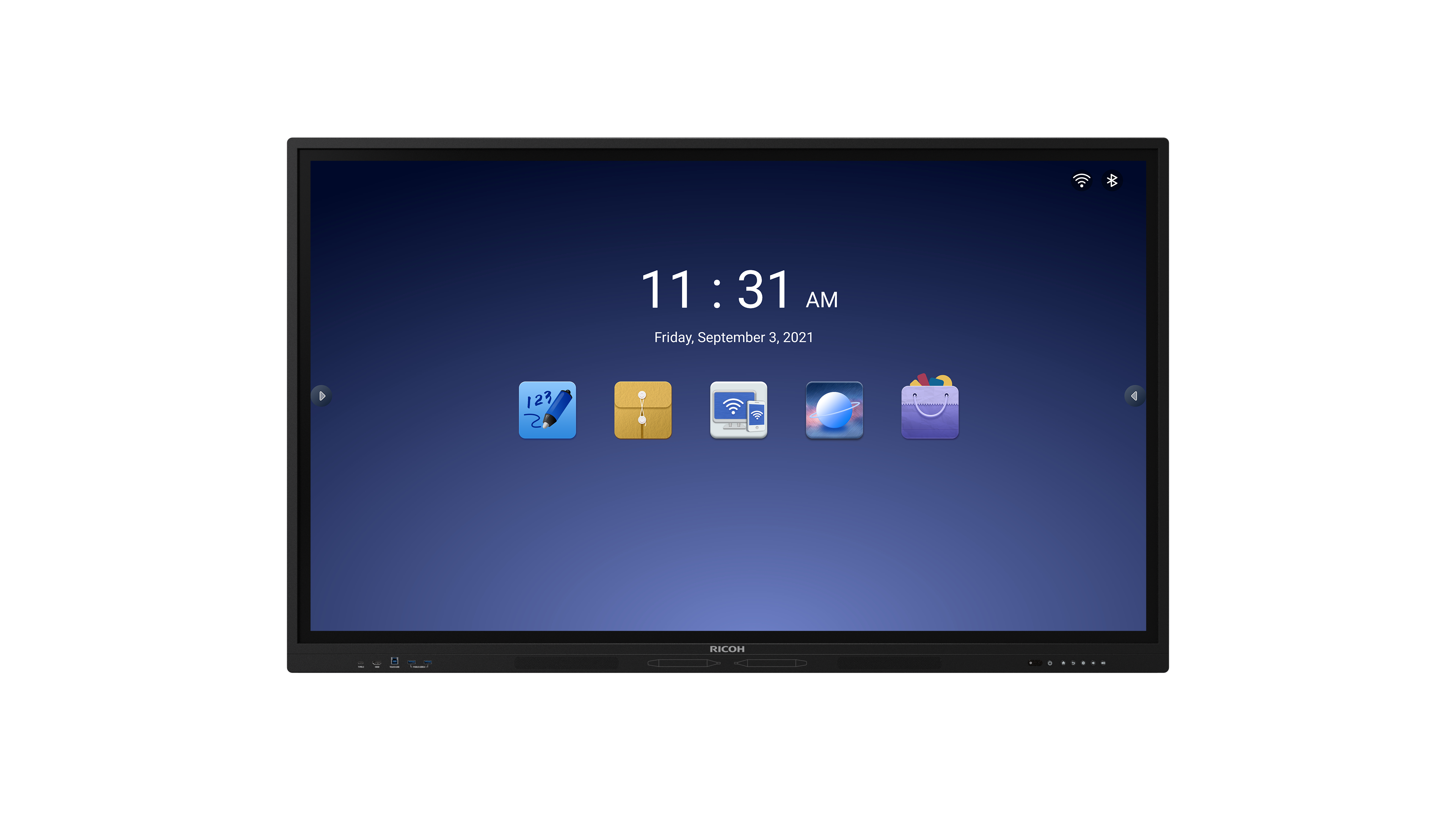 Le tableau interactif RICOH A8600 offre une expérience de collaboration fluide avec un écran 4K et une connectivité avancée